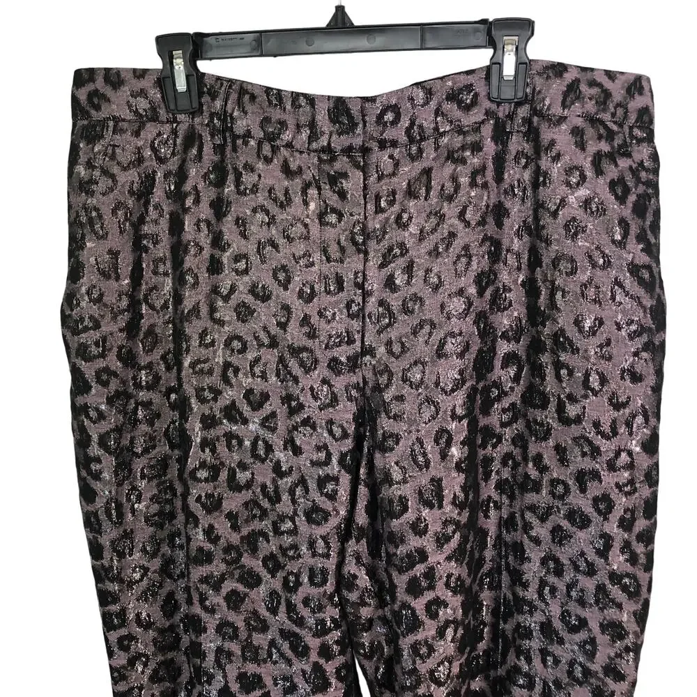 Evening Pants Slacks Lined Sheen Animal Print Size 20 Purple Tanya Taylor - Picture 3 of 8